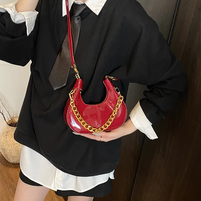 Women Korean Retro Chain Shoulder Crossbody Bag White 2025 - Image 9