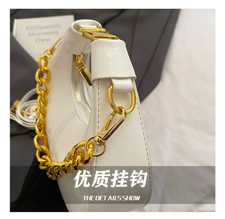 Women Korean Retro Chain Shoulder Crossbody Bag White 2025 — feature 10