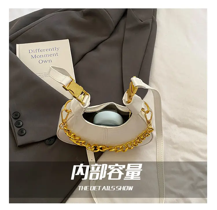 Women Korean Retro Chain Shoulder Crossbody Bag White 2025 — feature 5