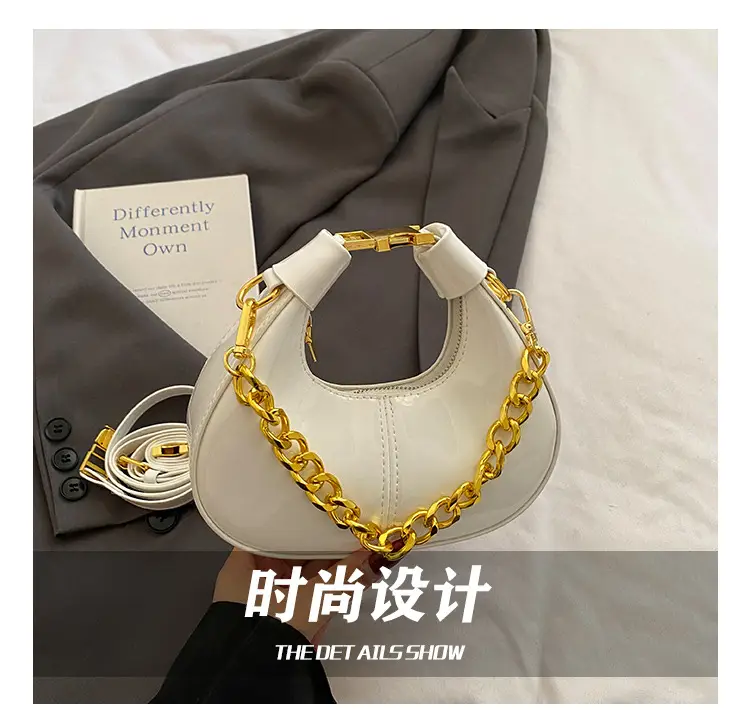 Women Korean Retro Chain Shoulder Crossbody Bag White 2025 — feature 7