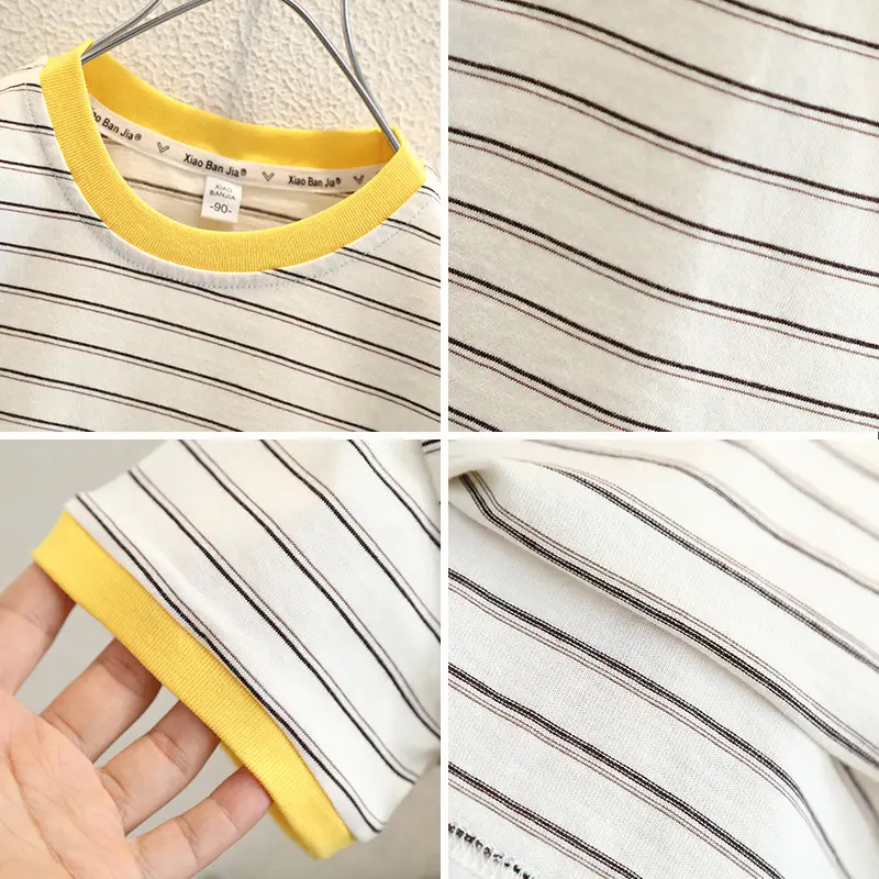 Boys Striped T-Shirt Yellow Sleeve 2025 - Image 5