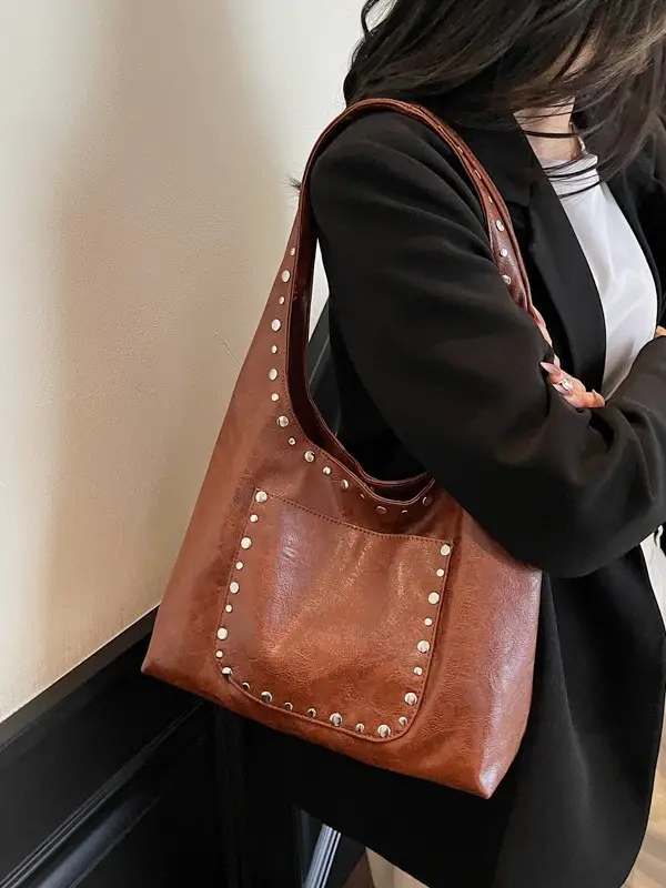 Studded Leather Shoulder Bag for Women 2026 - Image 8