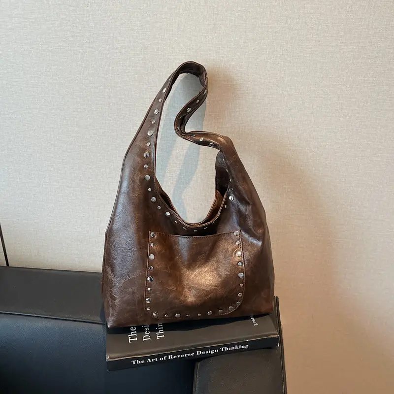 Studded Leather Shoulder Bag for Women 2026 - Image 4