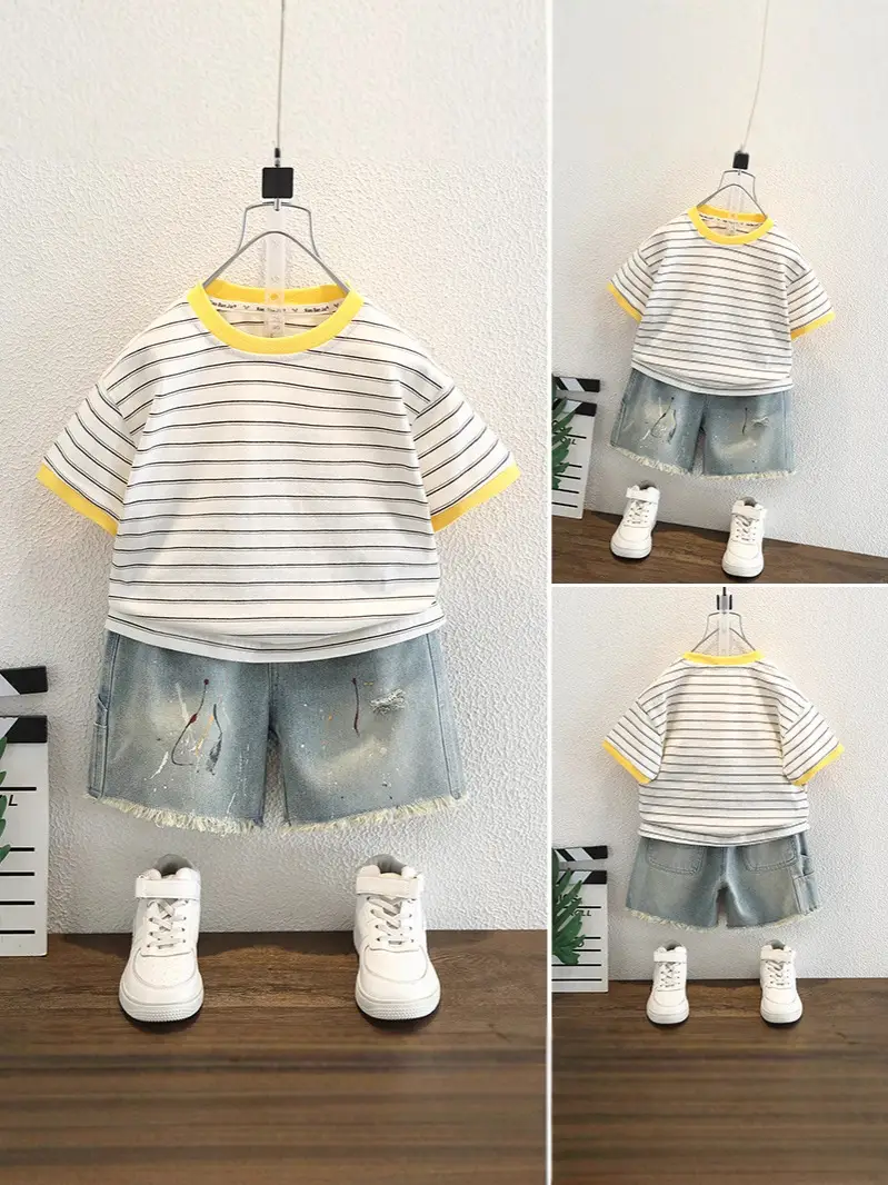 Boys Striped T-Shirt 2026 Summer Half Sleeve Top - Image 3