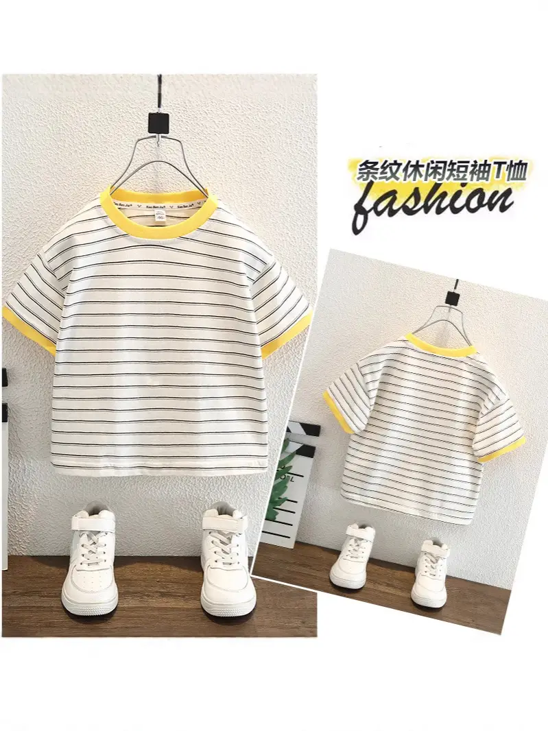Boys Striped T-Shirt 2026 Summer Half Sleeve Top - Image 4