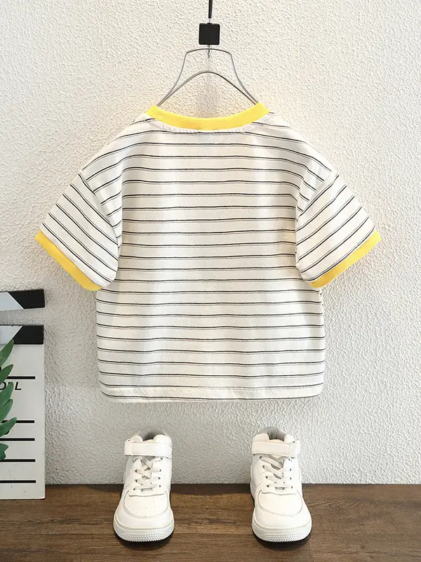 Boys Striped T-Shirt 2026 Summer Half Sleeve Top - Image 6