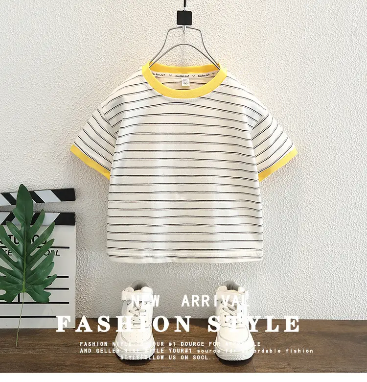 Boys Striped T-Shirt 2026 Summer Half Sleeve Top — feature 1