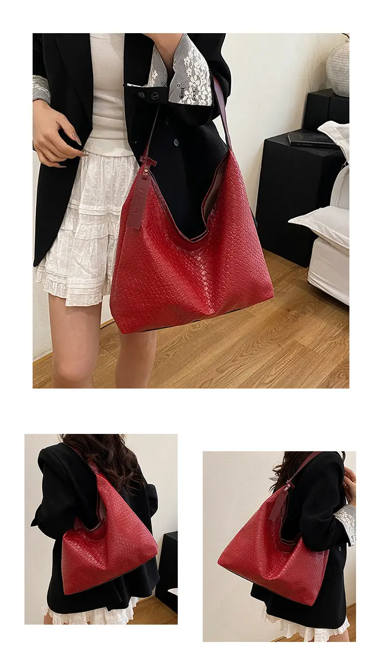 White Textured Large Capacity Women's Shoulder Bag — feature 10