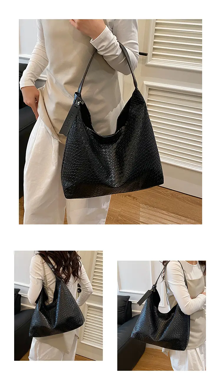 White Textured Large Capacity Women's Shoulder Bag — feature 12