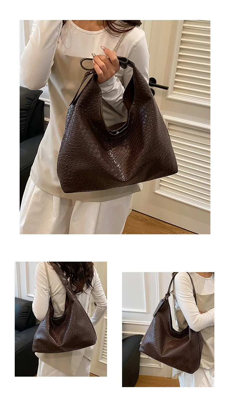 White Textured Large Capacity Women's Shoulder Bag — feature 13