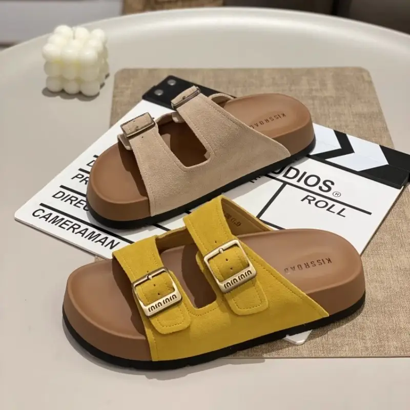 Birkenstock Sandals for Women's Summer Outer Wear 2025 New Style with Skirt, High-End Beach Sandals, Fashionable Pregnant Women's Slippers - Image 6