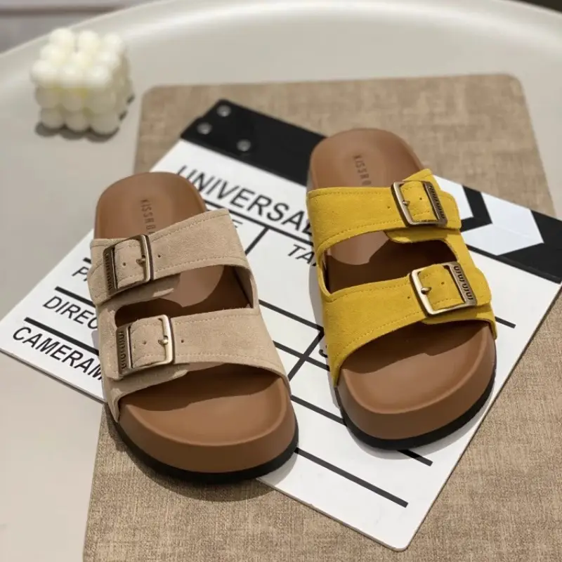 Birkenstock Sandals for Women's Summer Outer Wear 2025 New Style with Skirt, High-End Beach Sandals, Fashionable Pregnant Women's Slippers - Image 7