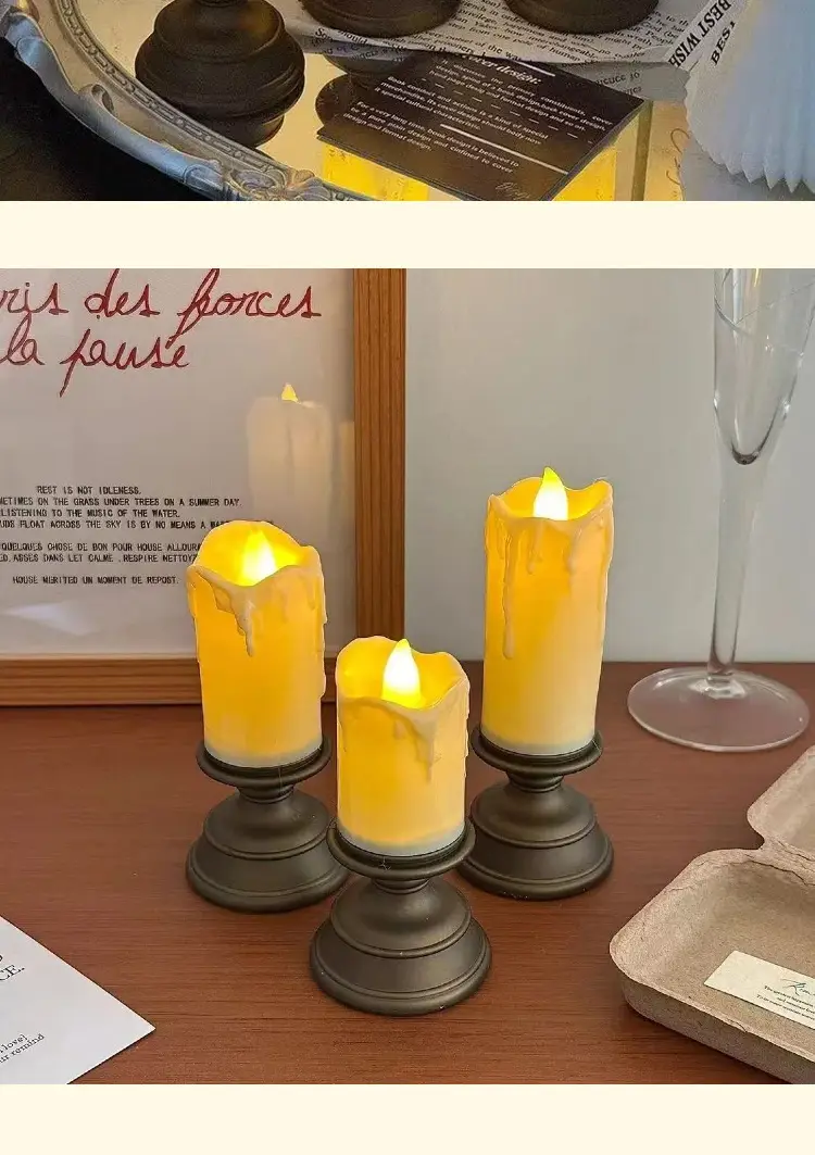 Cross-Border Led Simulated Tear Stain Digital Candle Light Classic Retro Atmosphere Decoration Candlestick Night Light Ornaments — feature 11