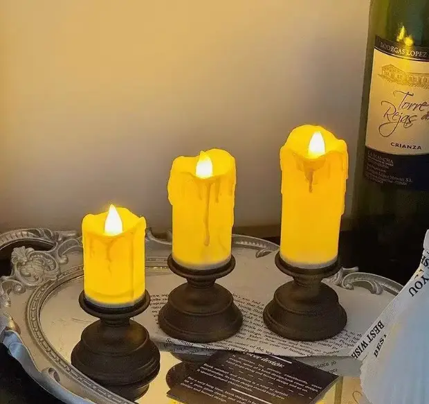 Cross-Border Led Simulated Tear Stain Digital Candle Light Classic Retro Atmosphere Decoration Candlestick Night Light Ornaments — feature 2