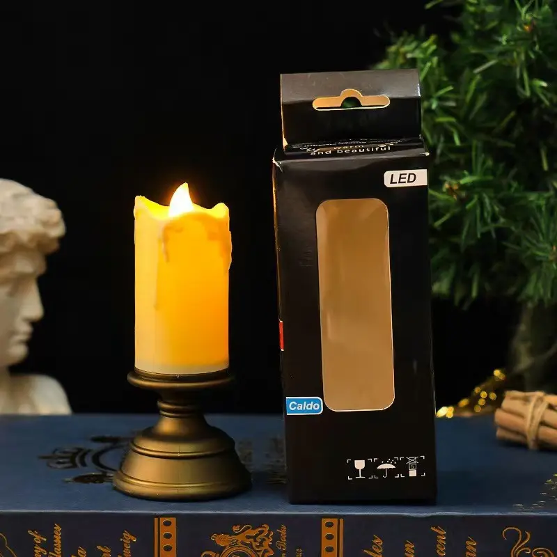 Cross-Border Led Simulated Tear Stain Digital Candle Light Classic Retro Atmosphere Decoration Candlestick Night Light Ornaments