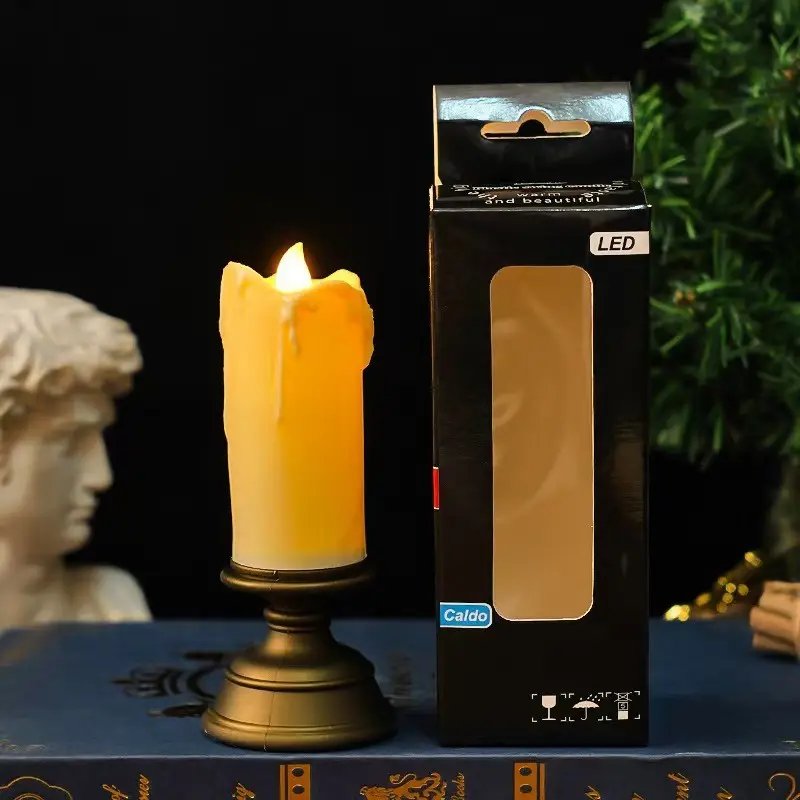Cross-Border Led Simulated Tear Stain Digital Candle Light Classic Retro Atmosphere Decoration Candlestick Night Light Ornaments