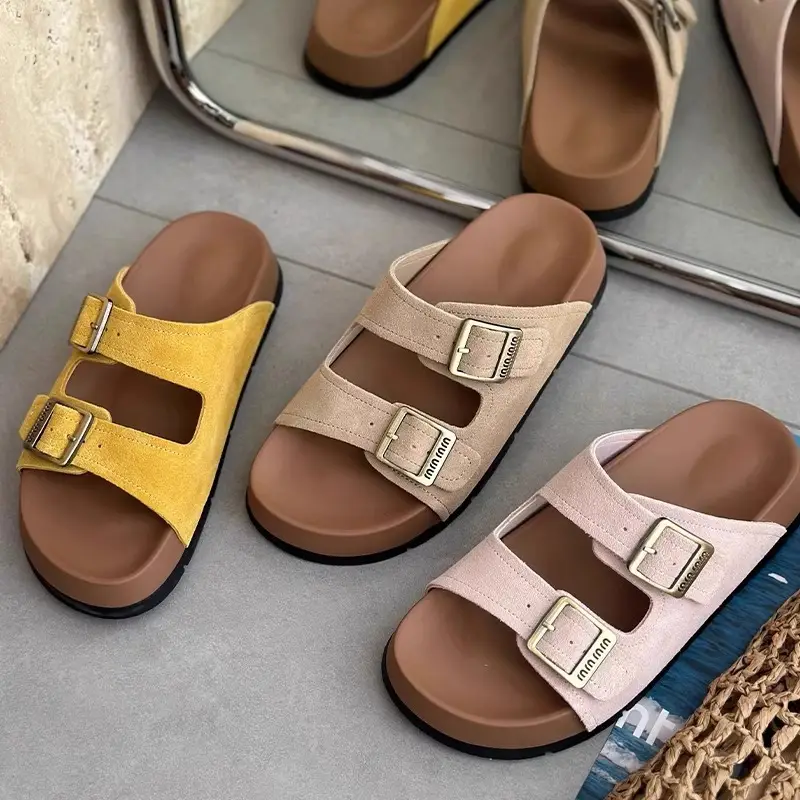 Birkenstock Sandals for Women's Summer Outer Wear 2025 New High-Bottom Style with Skirt French Thick-Soled Heightening Beach Slippers