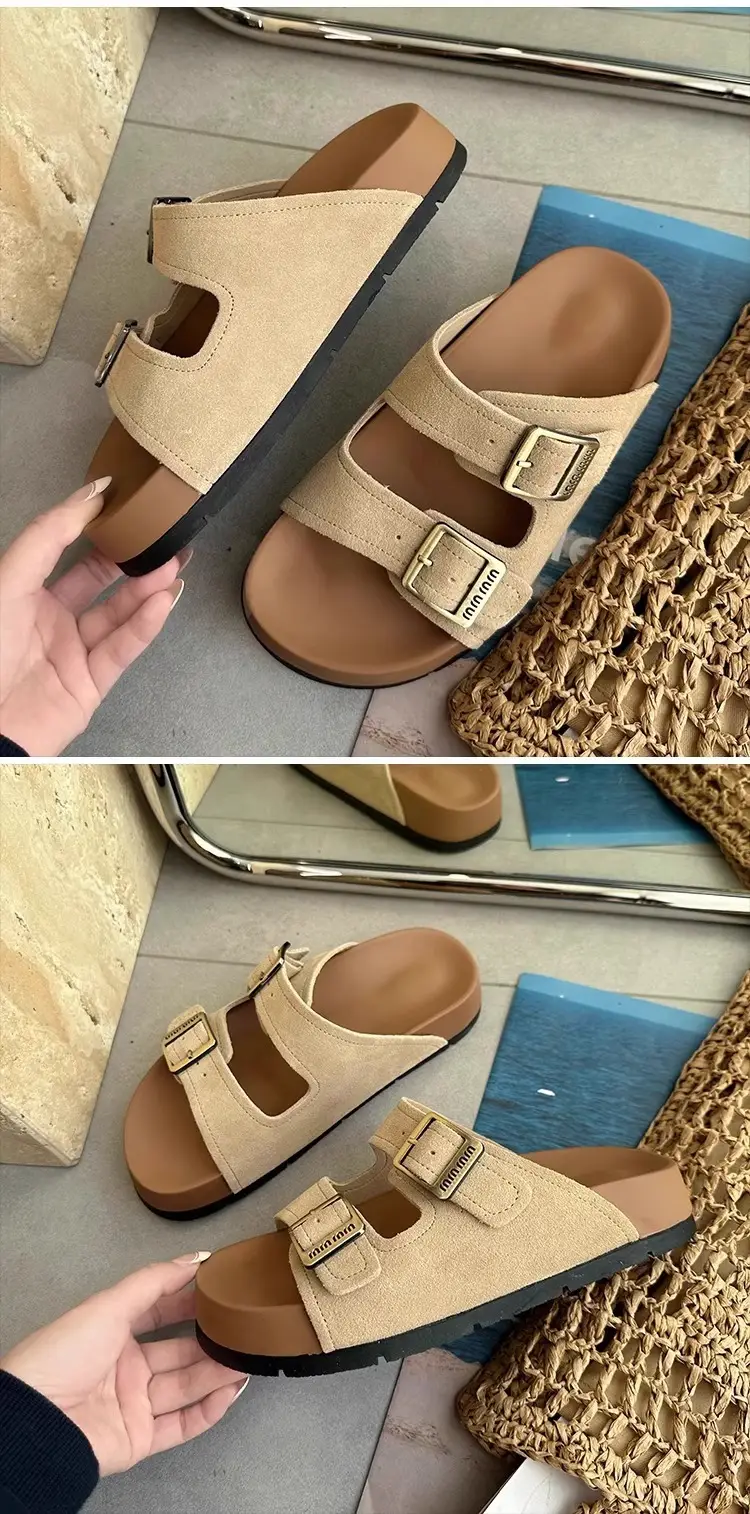 Birkenstock Sandals for Women's Summer Outer Wear 2025 New High-Bottom Style with Skirt French Thick-Soled Heightening Beach Slippers — feature 12