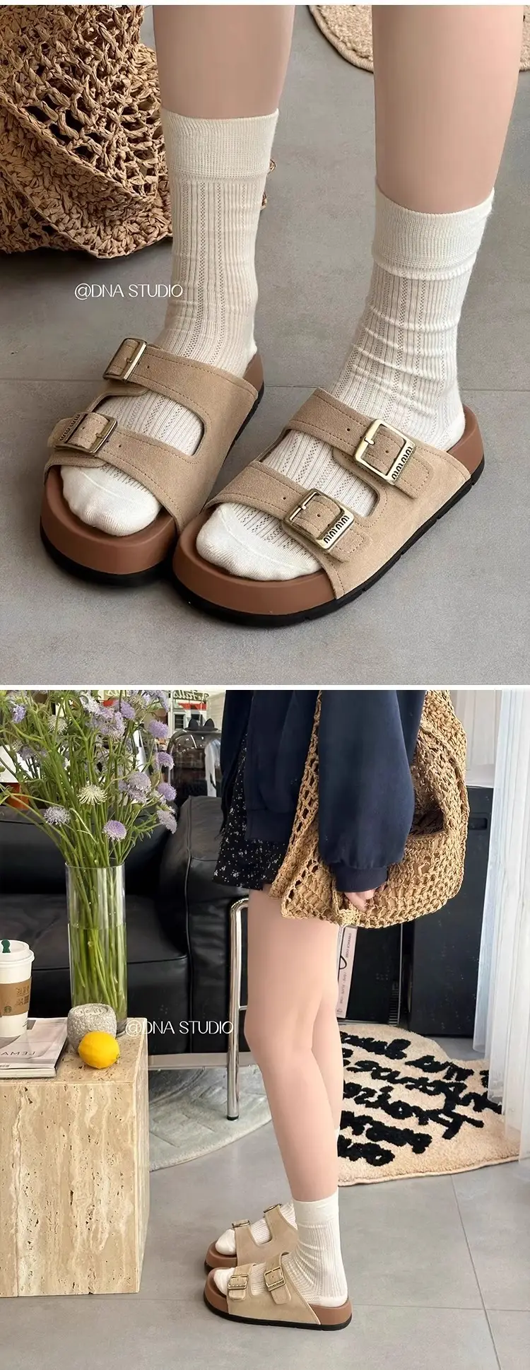 Birkenstock Sandals for Women's Summer Outer Wear 2025 New High-Bottom Style with Skirt French Thick-Soled Heightening Beach Slippers — feature 14
