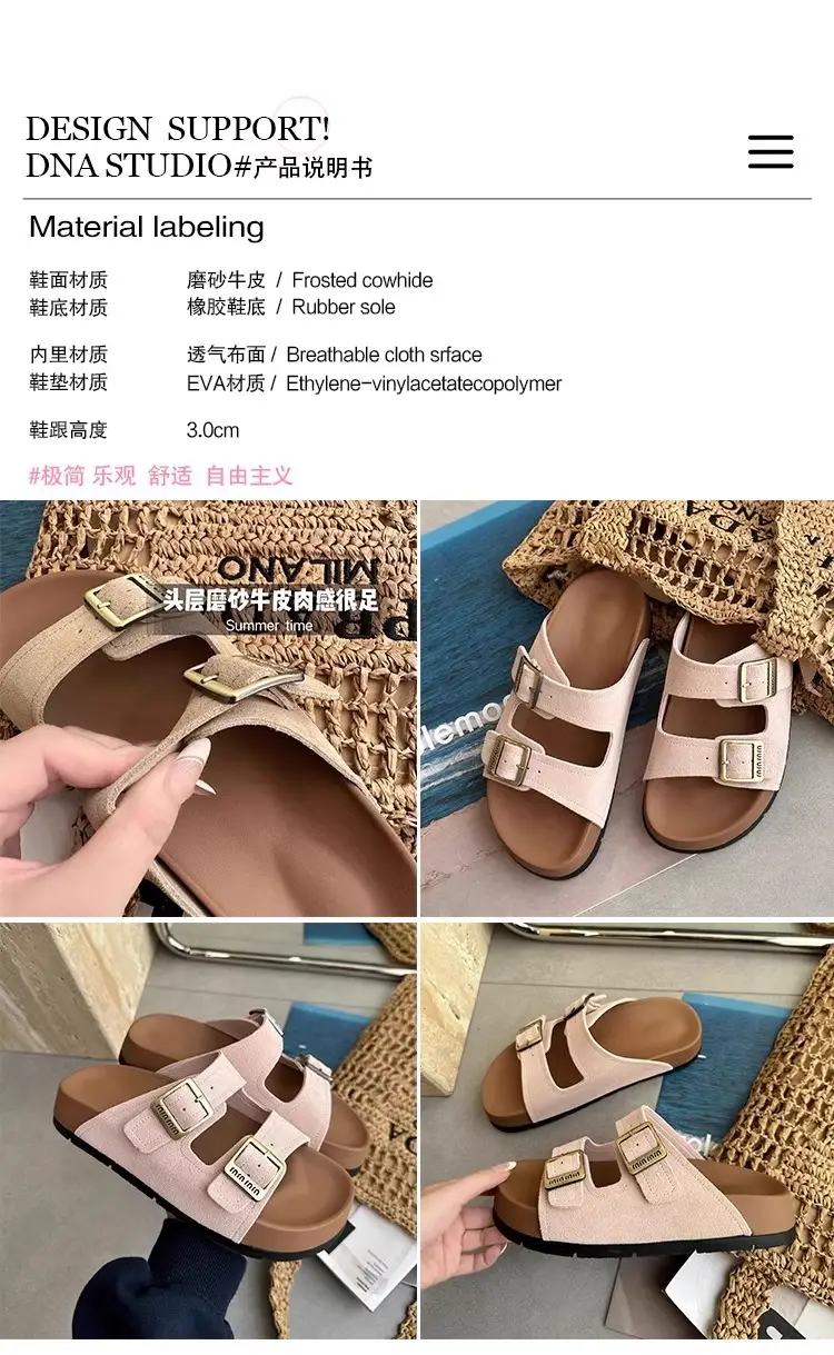 Birkenstock Sandals for Women's Summer Outer Wear 2025 New High-Bottom Style with Skirt French Thick-Soled Heightening Beach Slippers — feature 3