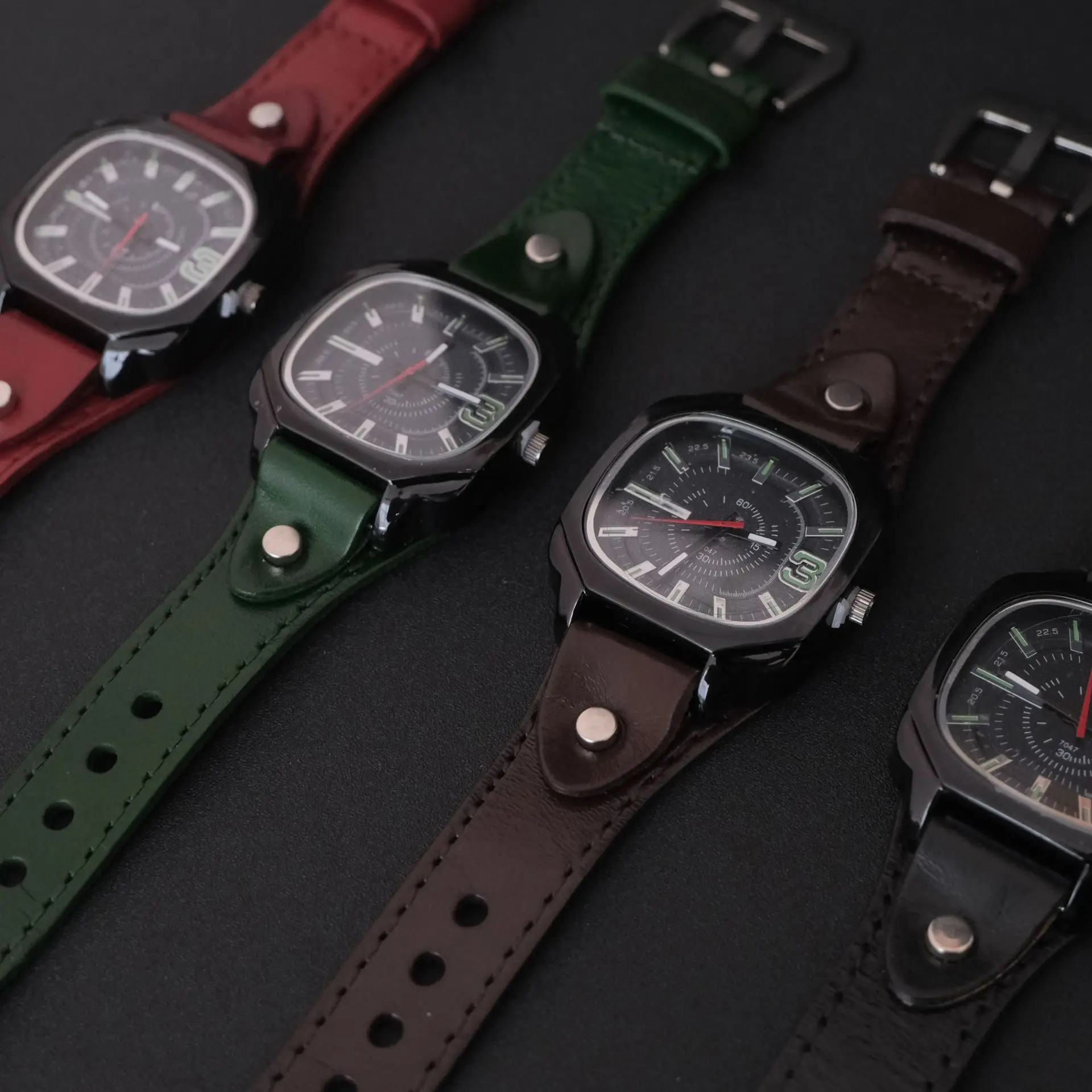 Men's Square Dial Quartz Watch with Leather Belt - Image 11