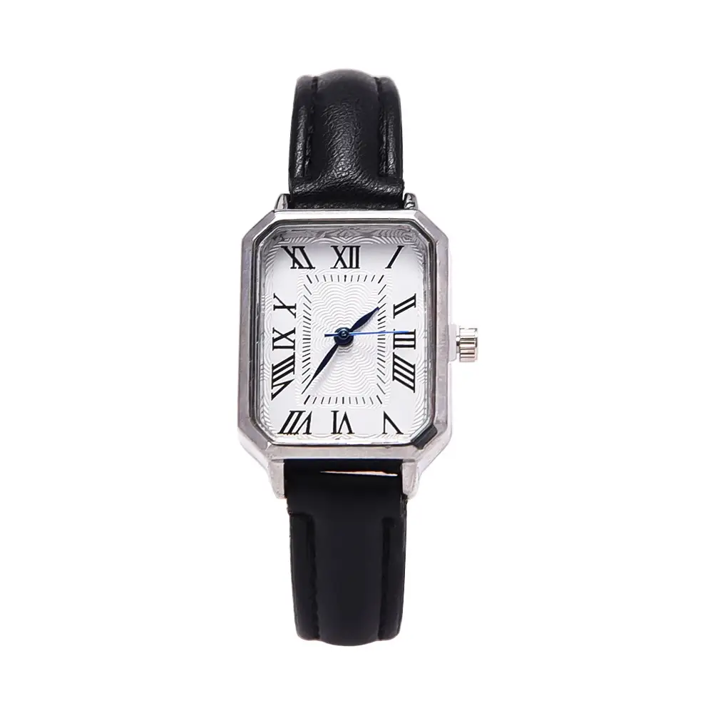 Women's Roman Square Watch with Leather Strap, Rose Gold, Quartz - Image 10