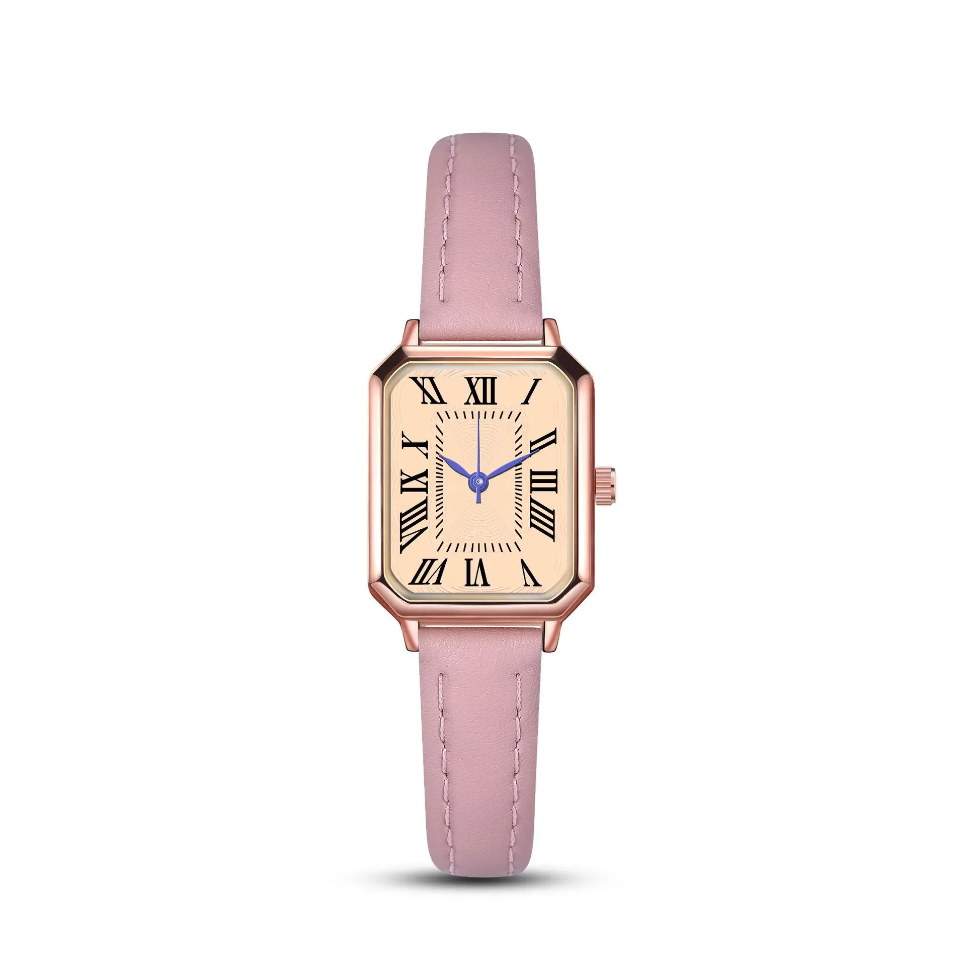 Women's Roman Square Watch with Leather Strap, Rose Gold, Quartz - Image 3