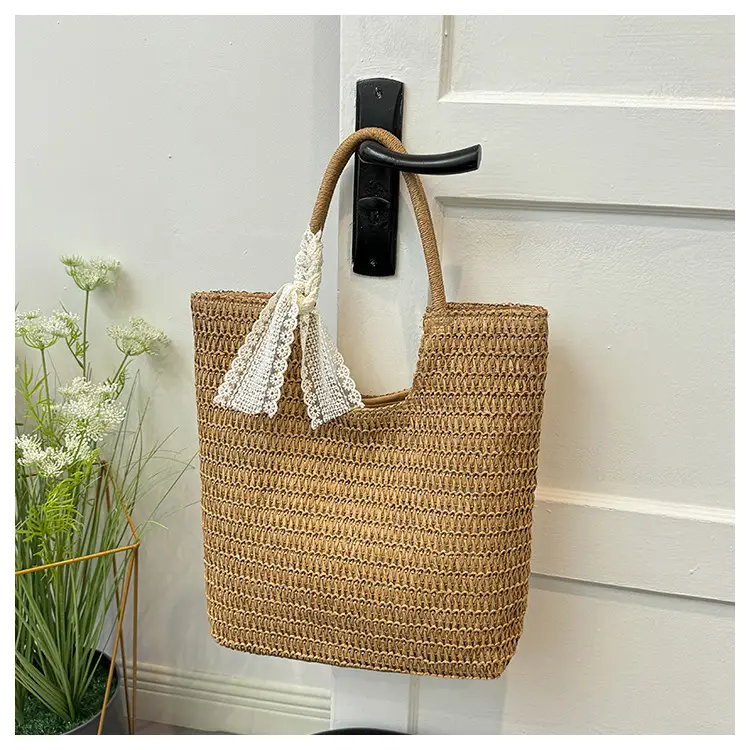 Hollow Straw Beach Bag Large Capacity Summer Casual Tote — feature 21