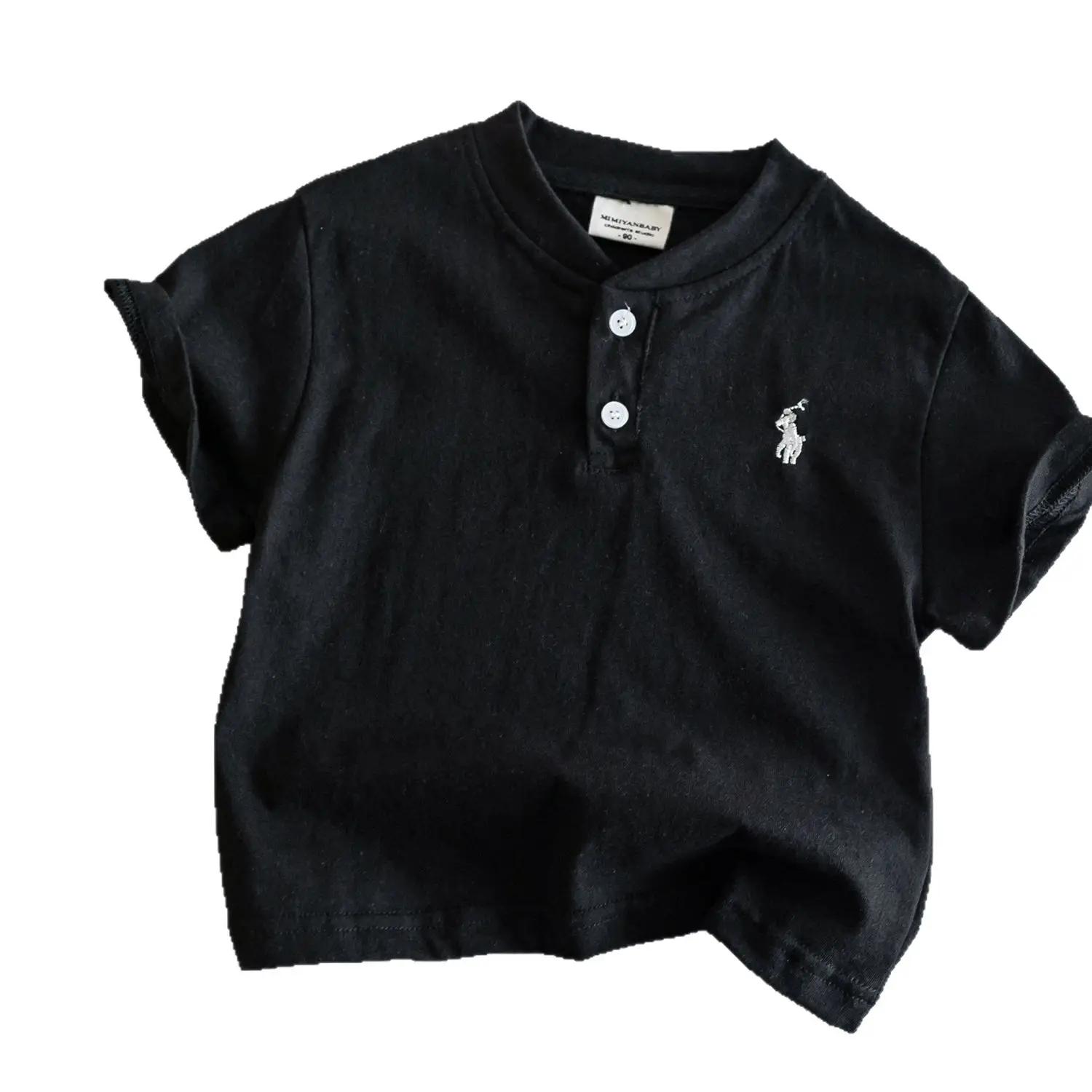 Kids V-Neck Short Sleeve T-Shirt Grey Korean Style