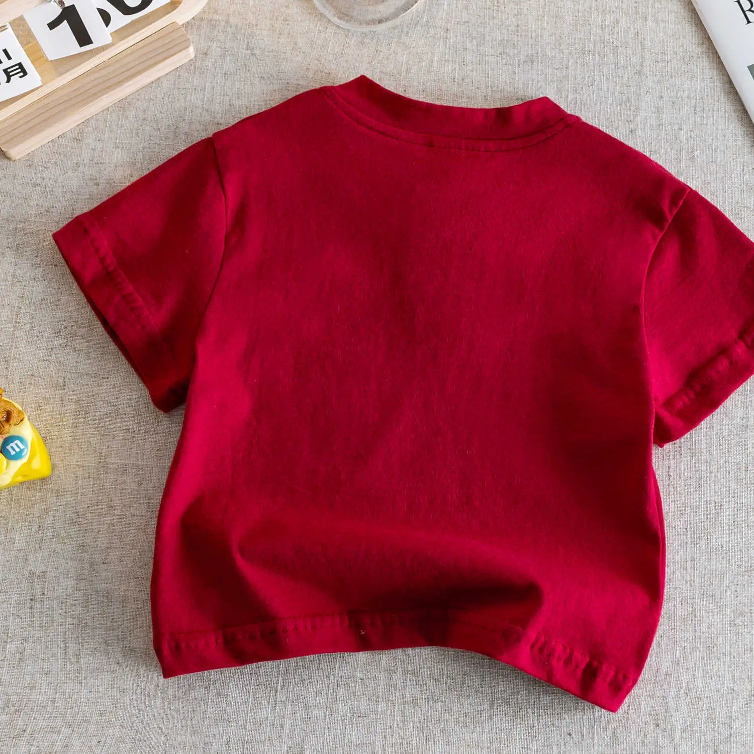 Kids V-Neck Short Sleeve T-Shirt Grey Korean Style — feature 13
