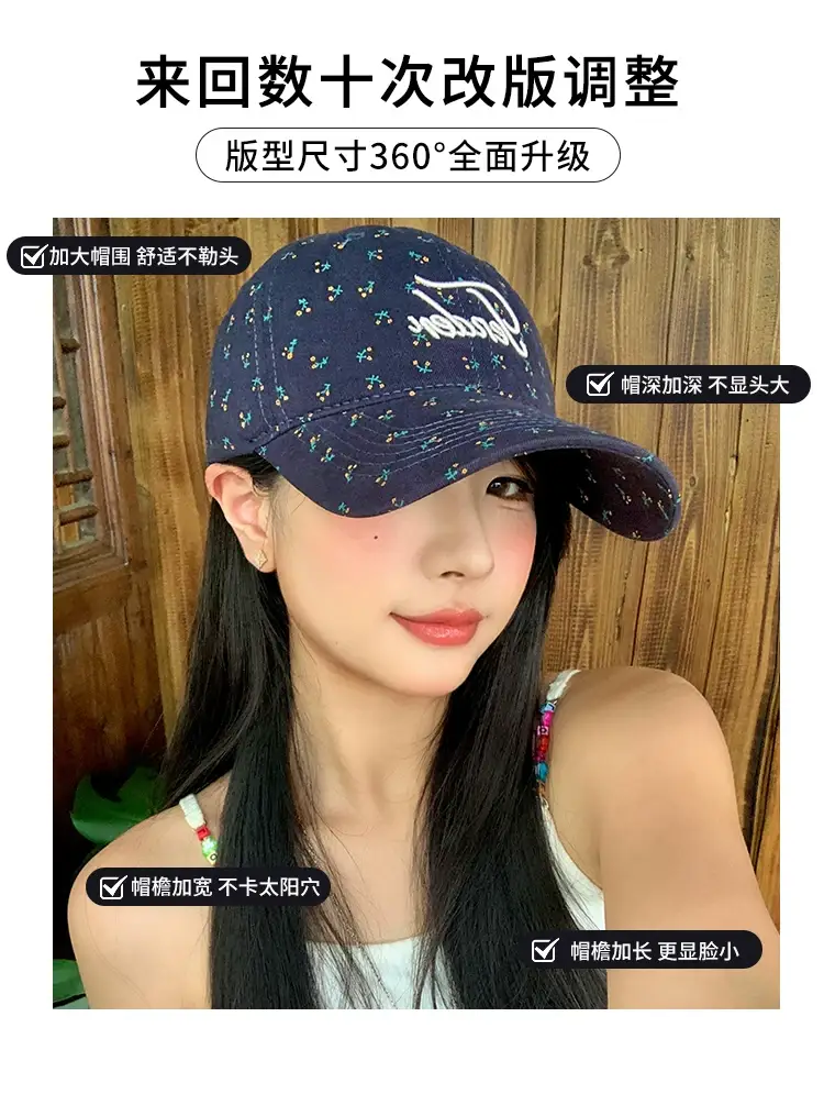 Women Floral Letter Cap Sunshade Baseball Cap — feature 10