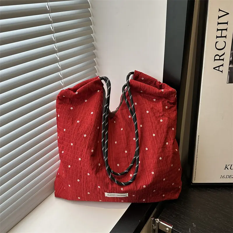 Women Polka Dot Chiffon Shoulder Bag Red 2025 - Image 5