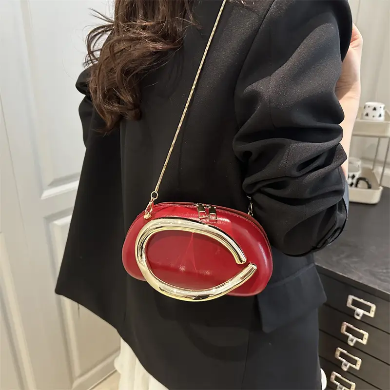Pink Metal Hardware Women's Shoulder Clutch