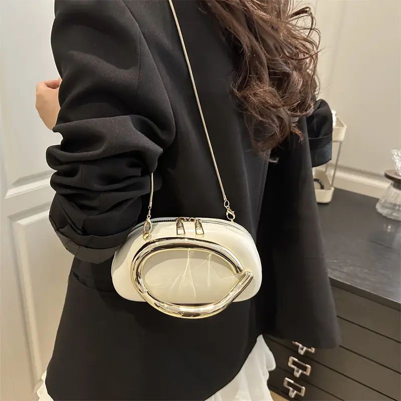 Pink Metal Hardware Women's Shoulder Clutch