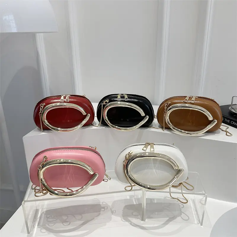 Pink Metal Hardware Women's Shoulder Clutch