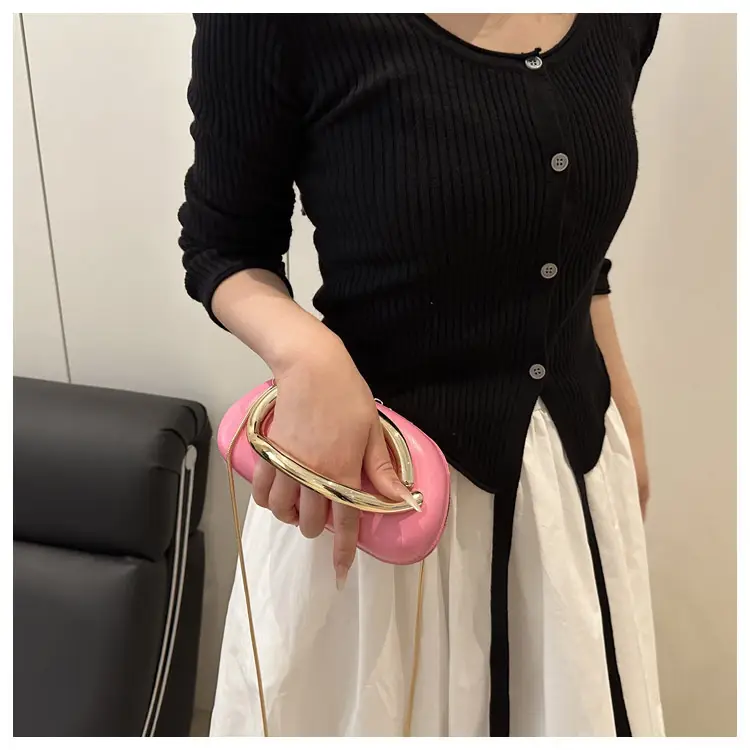 Pink Metal Hardware Women's Shoulder Clutch — feature 16