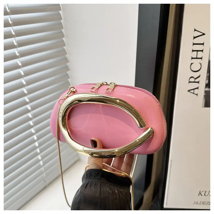 Pink Metal Hardware Women's Shoulder Clutch — feature 29