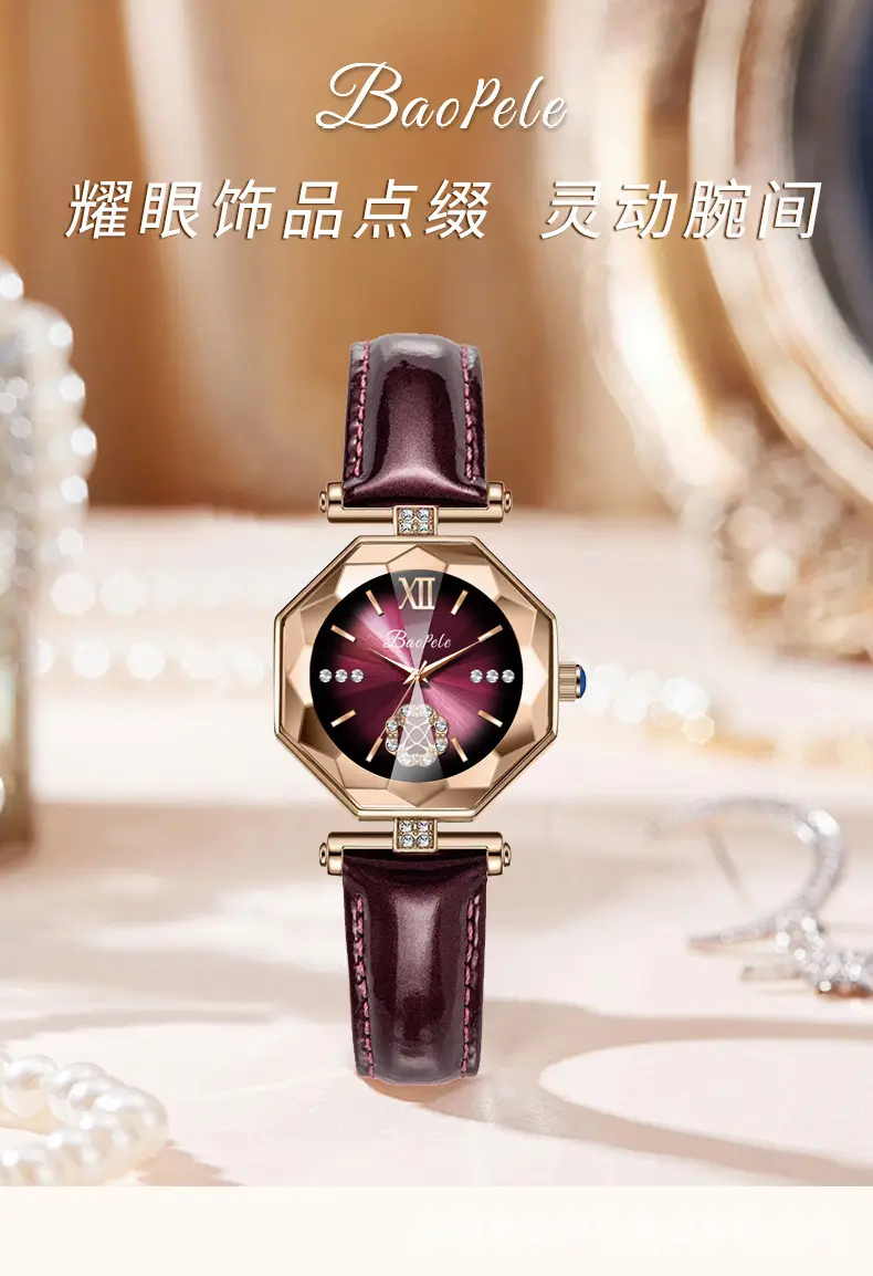 Women's Trendy Orange Quartz Watch with Crystal Dial — feature 5