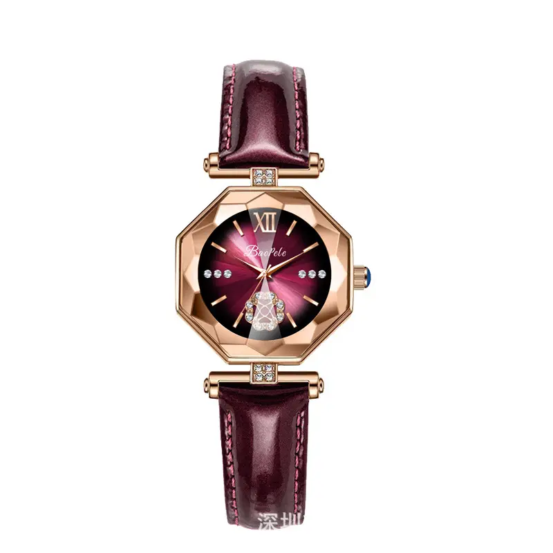 Women's Trendy Orange Quartz Watch with Crystal Dial - Image 2