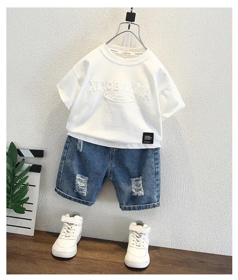 Boys White Short Sleeve T-Shirt 2025 Summer — feature 5