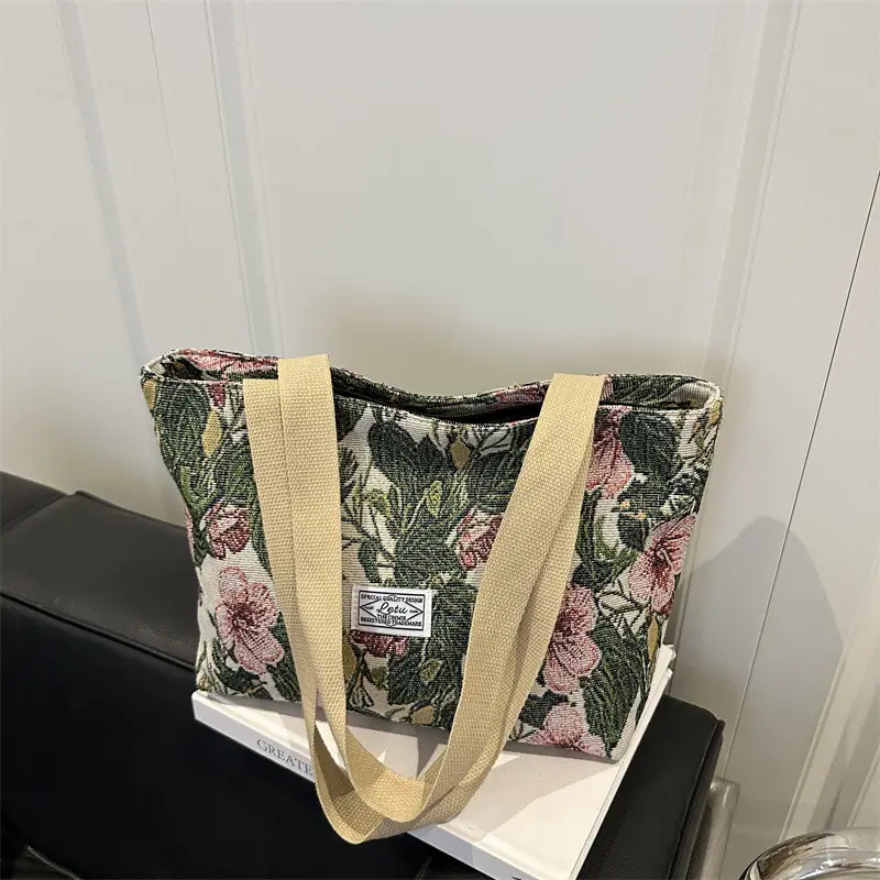 Large Capacity Ethnic Floral Canvas Shoulder Bag for Women - Image 6