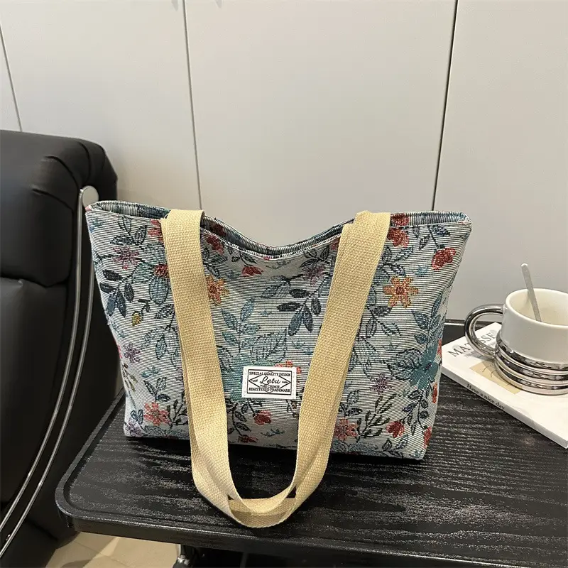 Large Capacity Ethnic Floral Canvas Shoulder Bag for Women - Image 7