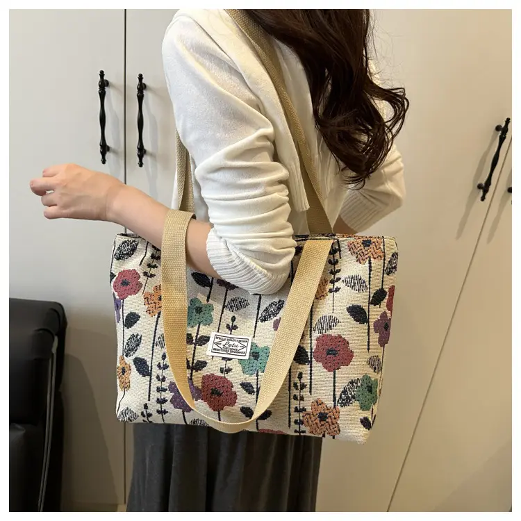 Large Capacity Ethnic Floral Canvas Shoulder Bag for Women — feature 14