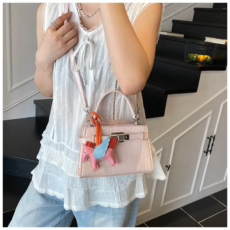 Elegant Croc Leather Shoulder Bag for Women White — feature 20