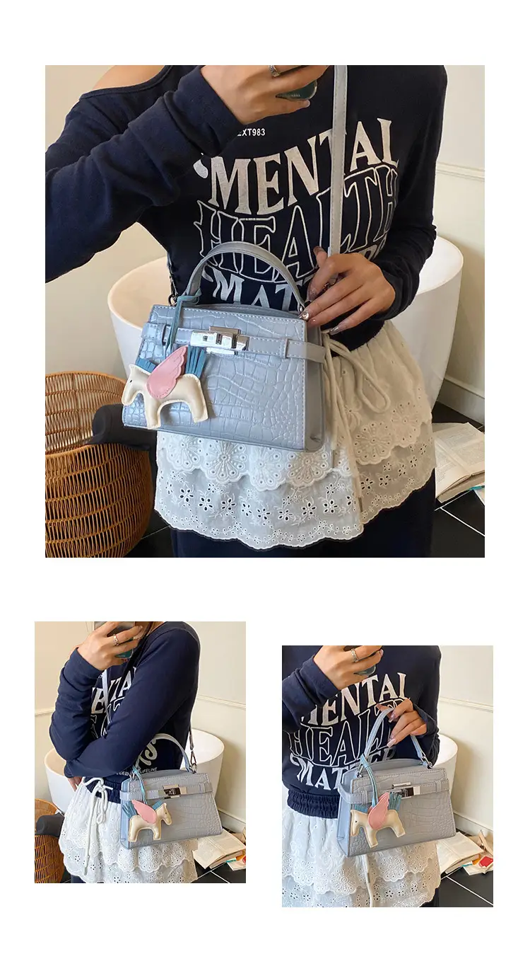 Elegant Croc Leather Shoulder Bag for Women White — feature 4