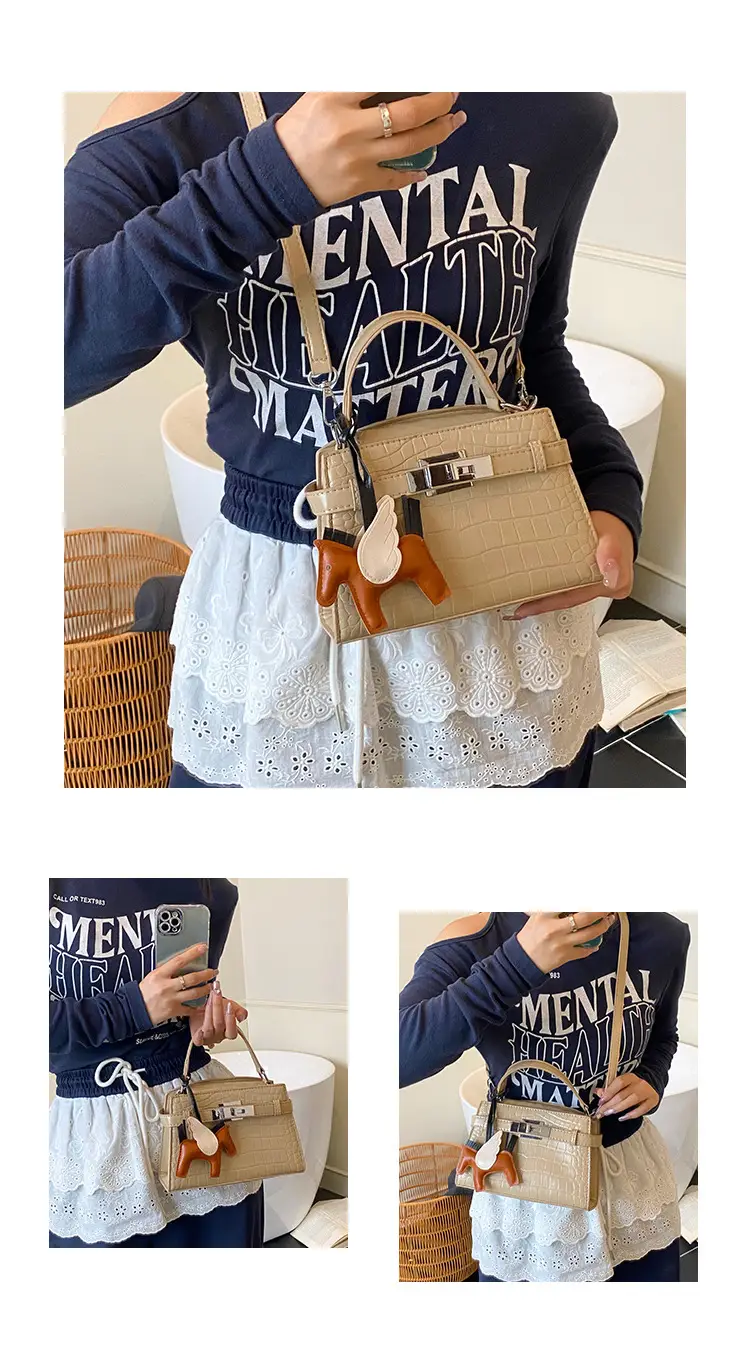 Elegant Croc Leather Shoulder Bag for Women White — feature 5