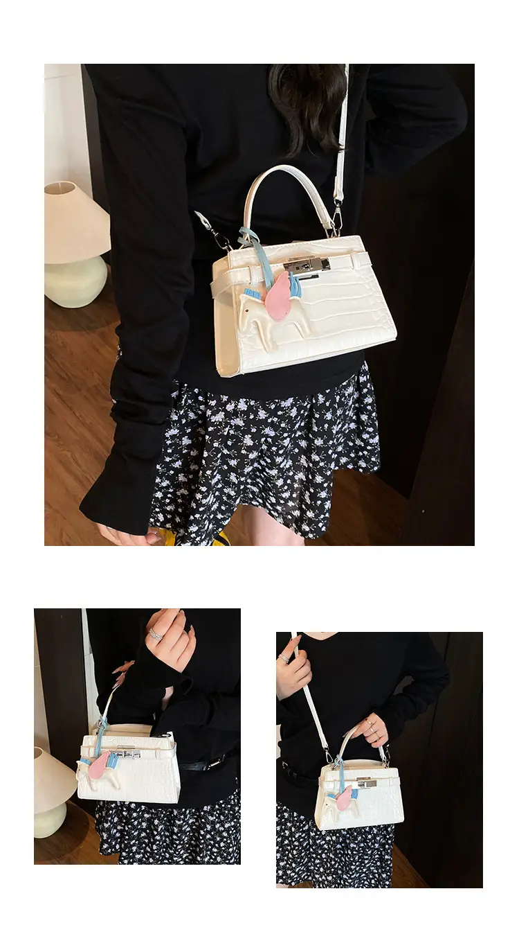 Elegant Croc Leather Shoulder Bag for Women White — feature 7