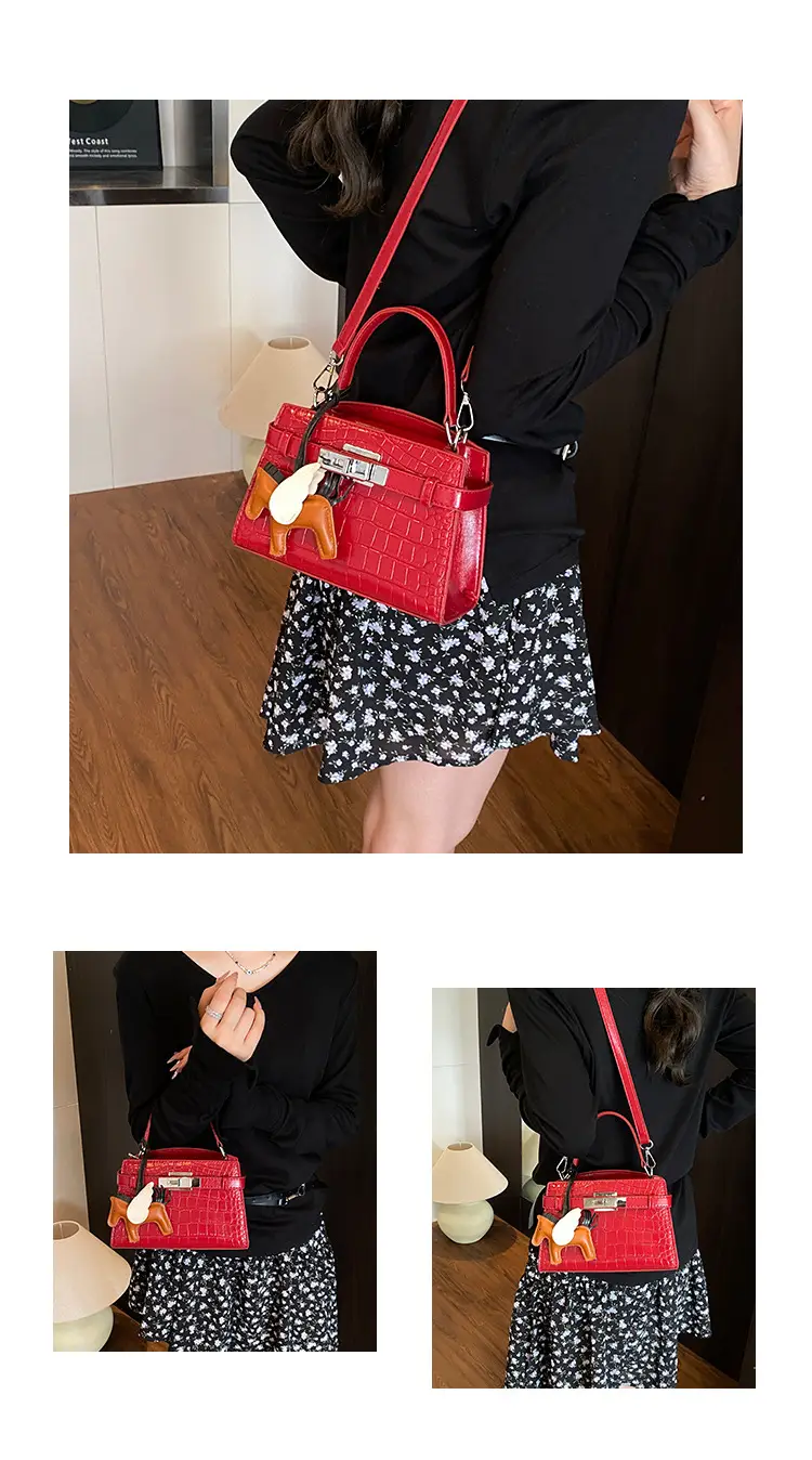 Elegant Croc Leather Shoulder Bag for Women White — feature 8