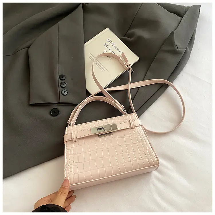 Elegant Croc Leather Shoulder Bag for Women White - Image 10