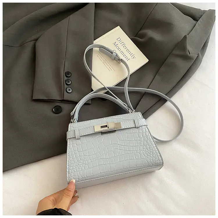 Elegant Croc Leather Shoulder Bag for Women White - Image 12